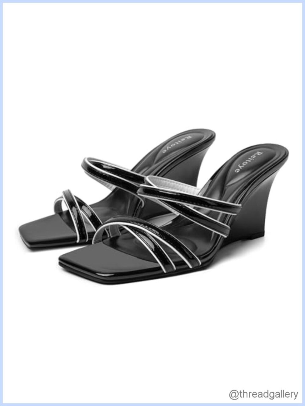 Wedge Sandals Square Open Toe Slip On Slides 3.27" Heel PU